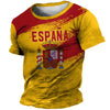 3D Print Spanish Flag Sports Quick-dry Breathable Men T-shirt Retro Harajuku Street Casual Fitness Loose  Short-sleeve  Clothing