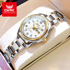 White Smoke OPK 8110 Ladies Watch Classic Simple Brand Quartz Watch Stainless Steel Strap Watch For Women Waterproof Luminous Day-Date Watch