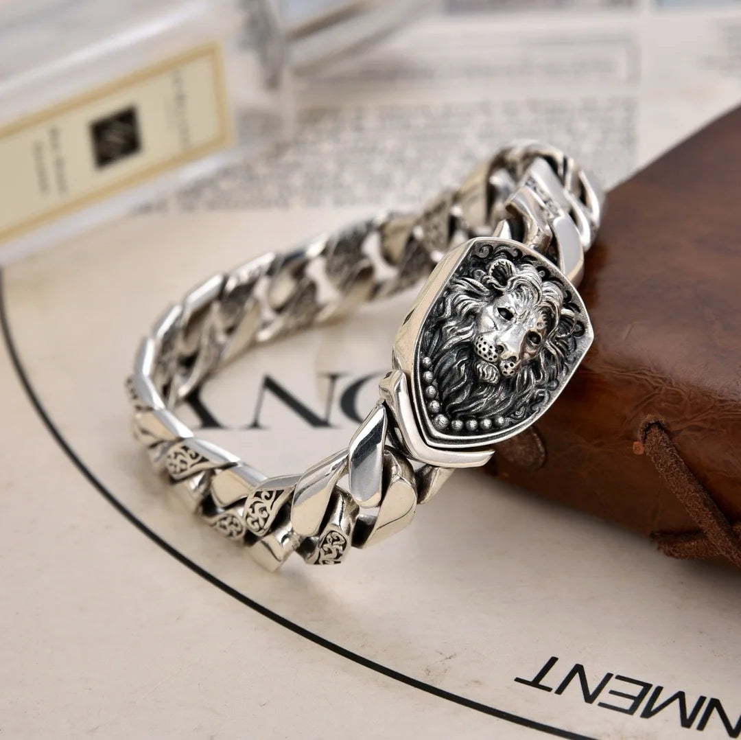 Gray S925 Sterling Silver Timeless Vine Garland Buckle Retro Punk Tank Bracelet Jewelry Creativity Gift Factory Price