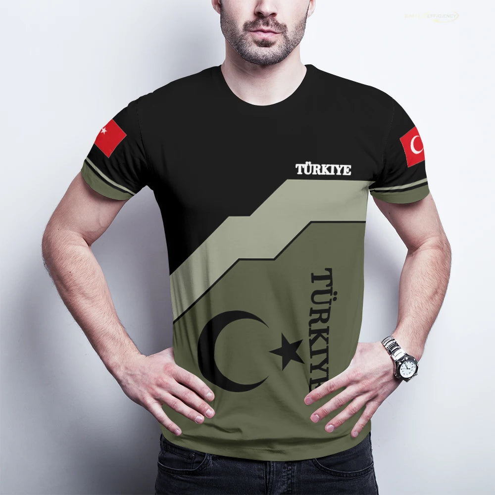 Turkish Flag Graphic T Shirts Military Camouflage Tops Outdoor Sports Football Short sleeves Printed Turkey Casual T-shirt streetwear fashion product image 5