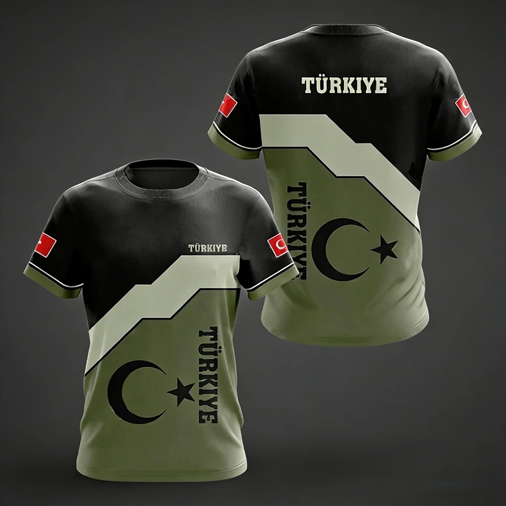 Men's T-shirts with Turkish flag camouflage print, Summer clothing with a crew neck, Fashionable plus-size short-sleeve tops streetwear fashion product image 19
