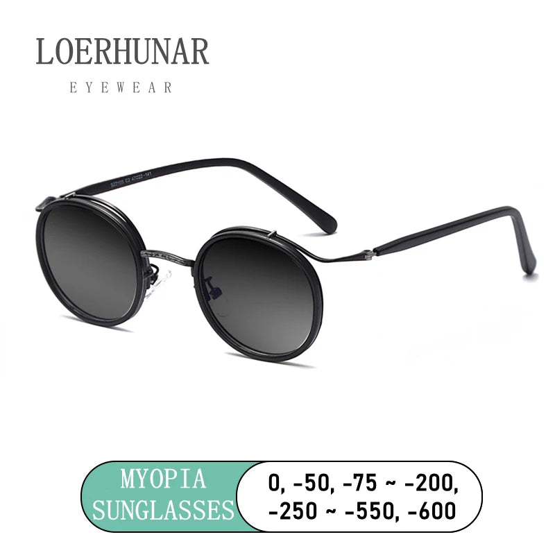 White Smoke Fashion Myopia Sunglasses Round Style Male Sunglasses Female Driver's Ultraviolet-proof UV400 Sun Glasses Diopter Myopia Goggles