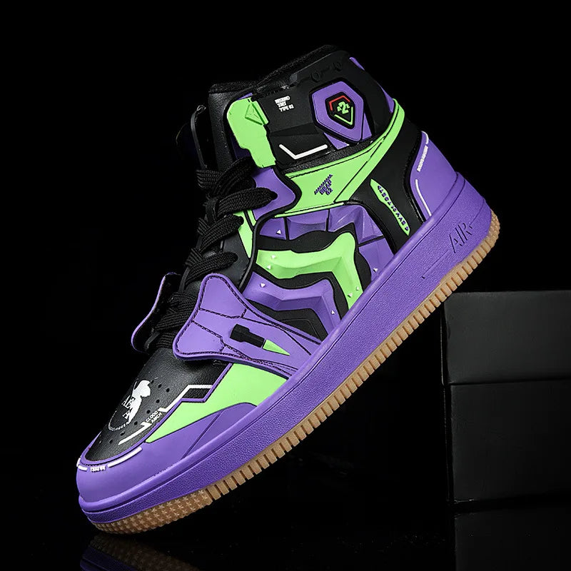 Futuristic High Top Sneakers – Streetwear Anime Style Shoes, Chunky Sole Statement Urban Trainers
