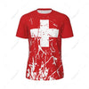Exclusive design Switzerland Flag Grain 3D Printed Men For Running Bike Soccer Tennis Fitness Sports tshirt Mesh Short T-shirt