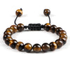 White Smoke 8mm Tiger Eye Stone Beads Bracelet Adjustable Braided Rope Bangles Natural Lava Rock Men Women Yoga Healing Balance Bracelets