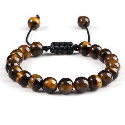 White Smoke 8mm Tiger Eye Stone Beads Bracelet Adjustable Braided Rope Bangles Natural Lava Rock Men Women Yoga Healing Balance Bracelets