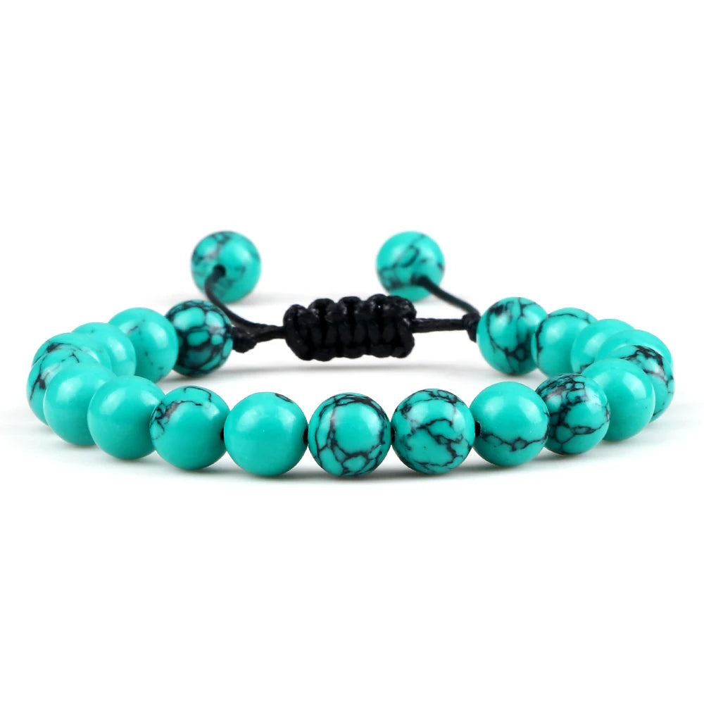 White Smoke 8mm Tiger Eye Stone Beads Bracelet Adjustable Braided Rope Bangles Natural Lava Rock Men Women Yoga Healing Balance Bracelets