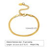 White Smoke Non Tarnish Stainless Steel Bracelet Gold Plated Stackable for Women, Thin Herringbone Chain Bracelet Waterproof Jewelry Gift