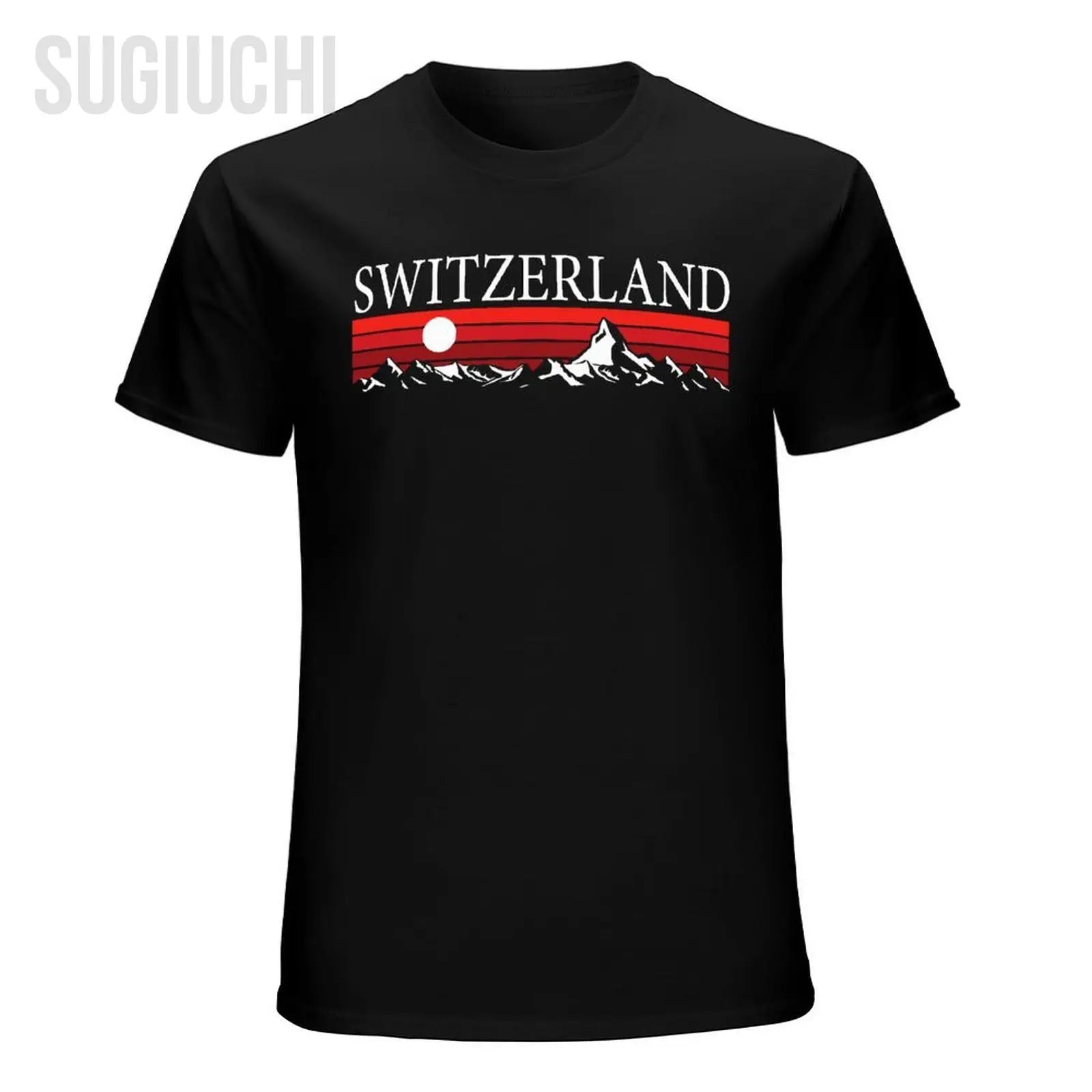 Unisex Men Swiss Alps And Red Sunset Switzerland Mountains Tshirt Tees O-neck T Shirts Women Boys 100% Cotton T-Shirt streetwear fashion product image 4