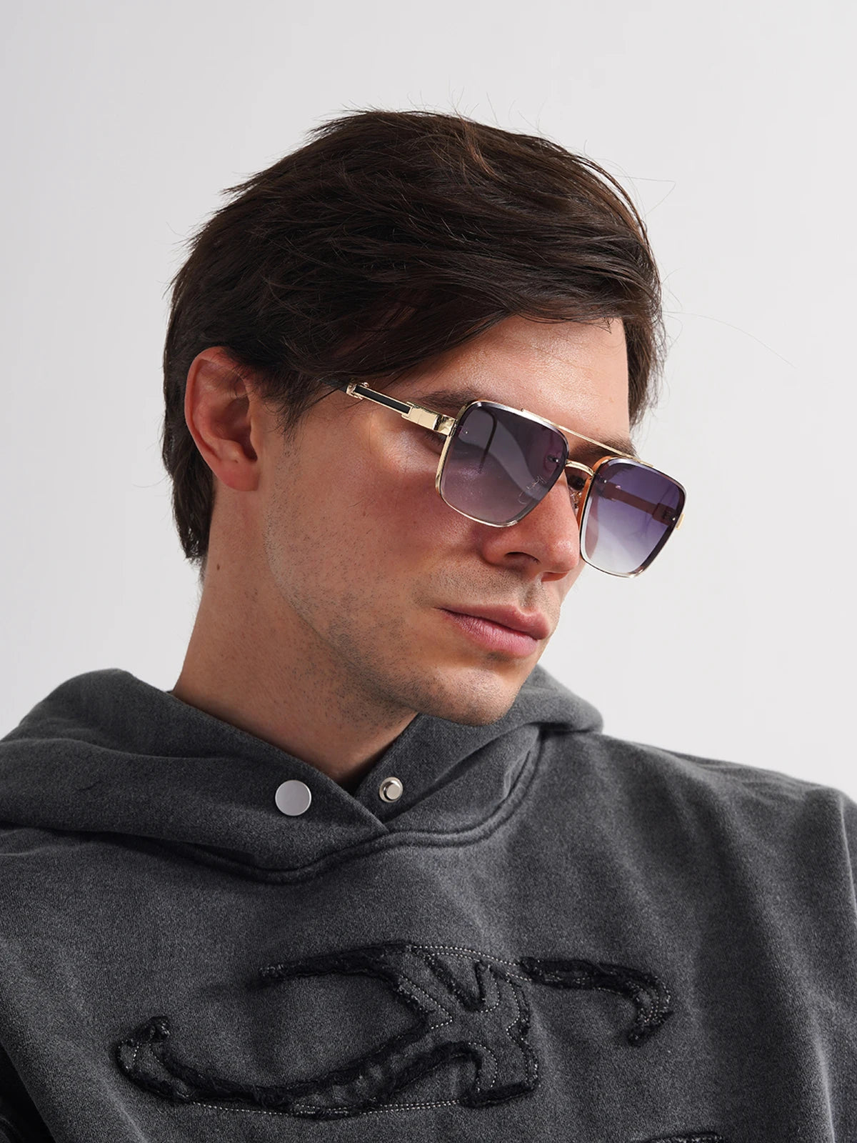 Lavender Ruiao Square Mens Designer Sunglasses Metal Frame Gradient Luxury Shades UV400 Rectangle Pilot Sun Glasses for Men