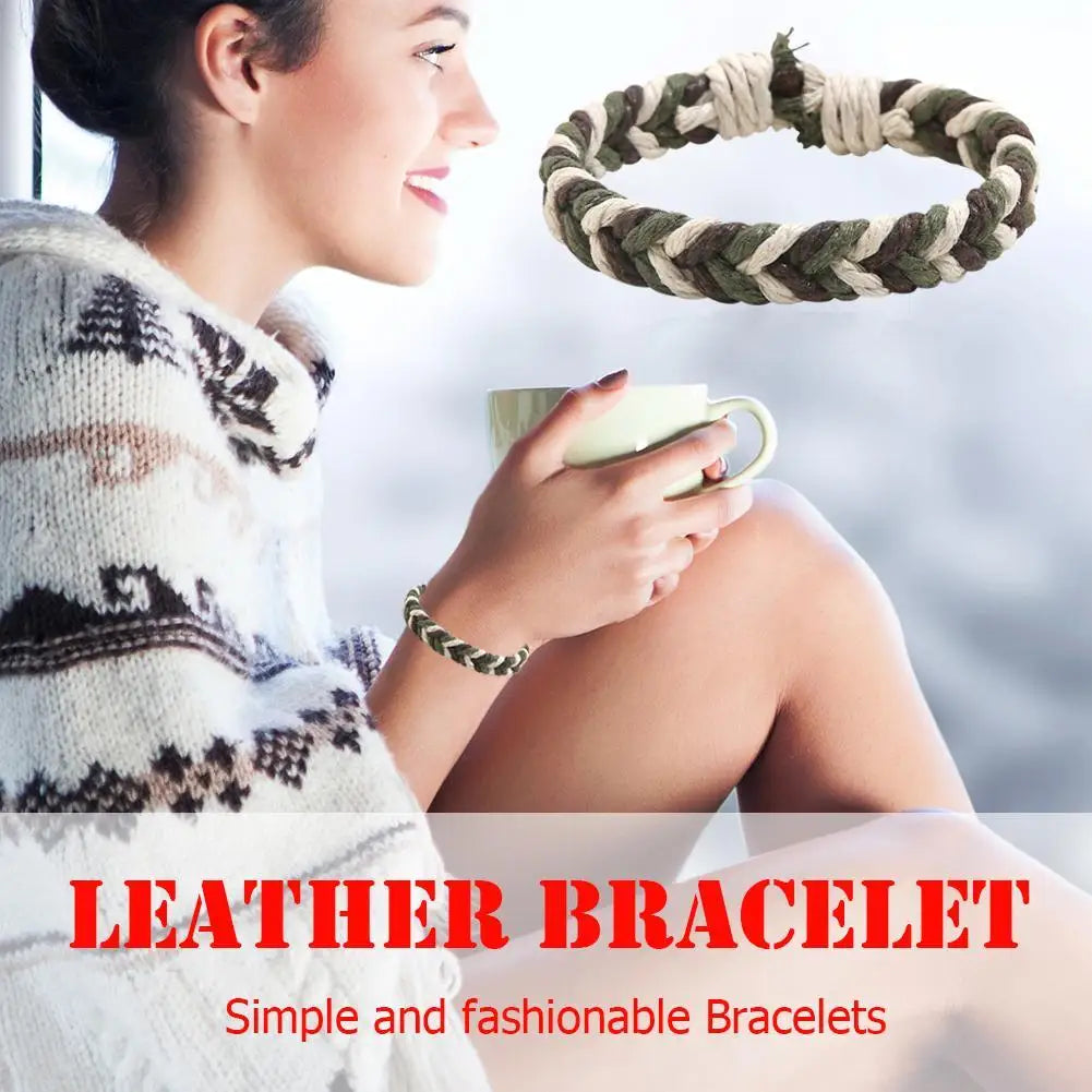 White Smoke DIY Handmade Braided Rope Bracelet Colorful Ethnic Weave Bangles Jewelry Gift
