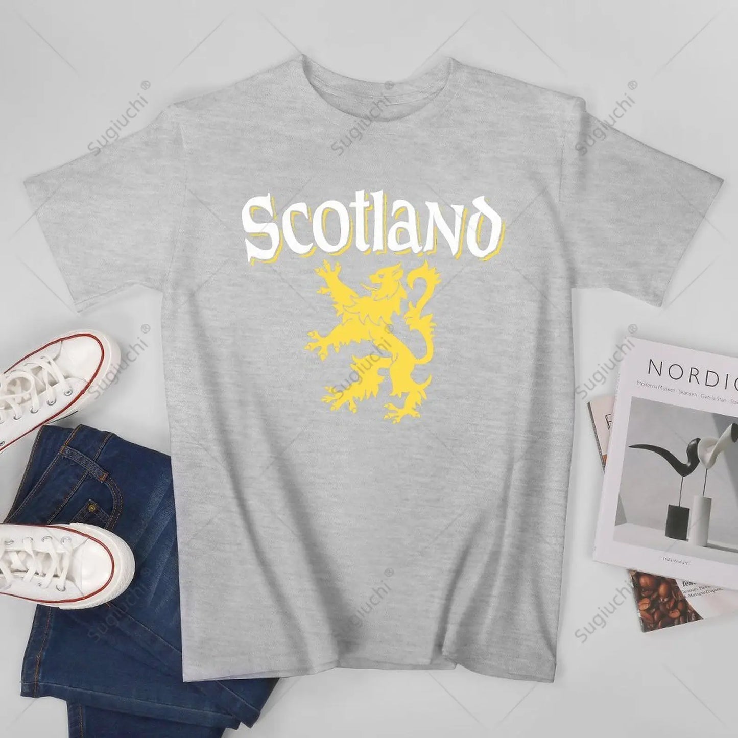 Unisex Men Scotland Rampant Lion Tshirt Tees T Shirts Women Boys 100% Cotton T-Shirt