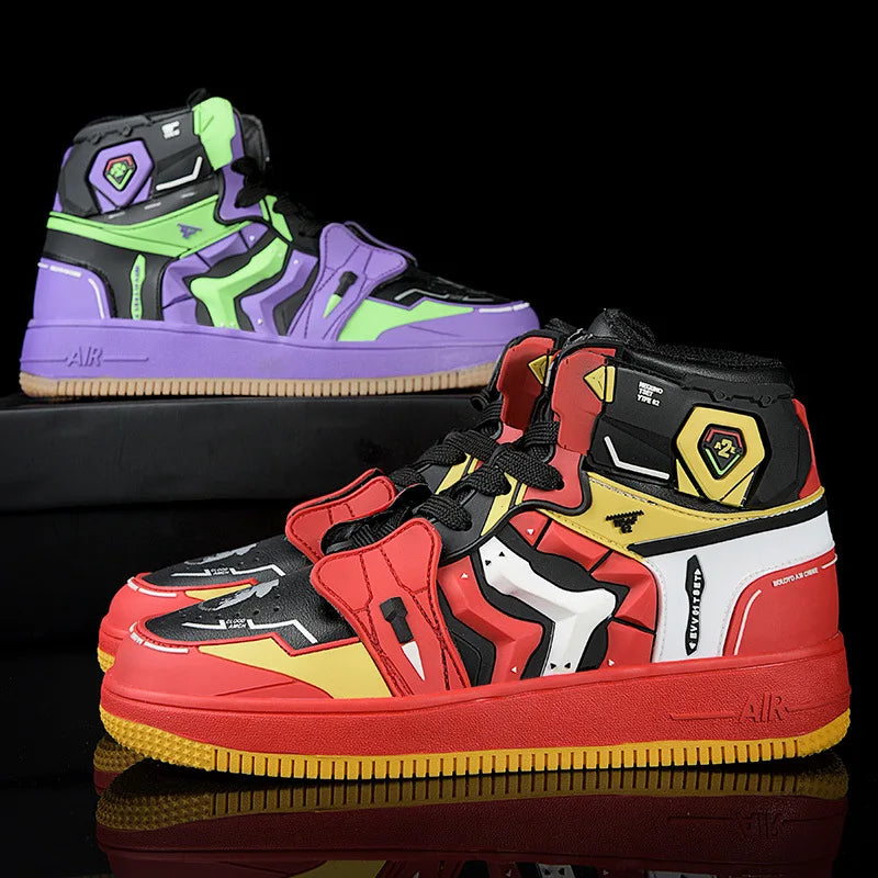Futuristic High Top Sneakers – Streetwear Anime Style Shoes, Chunky Sole Statement Urban Trainers