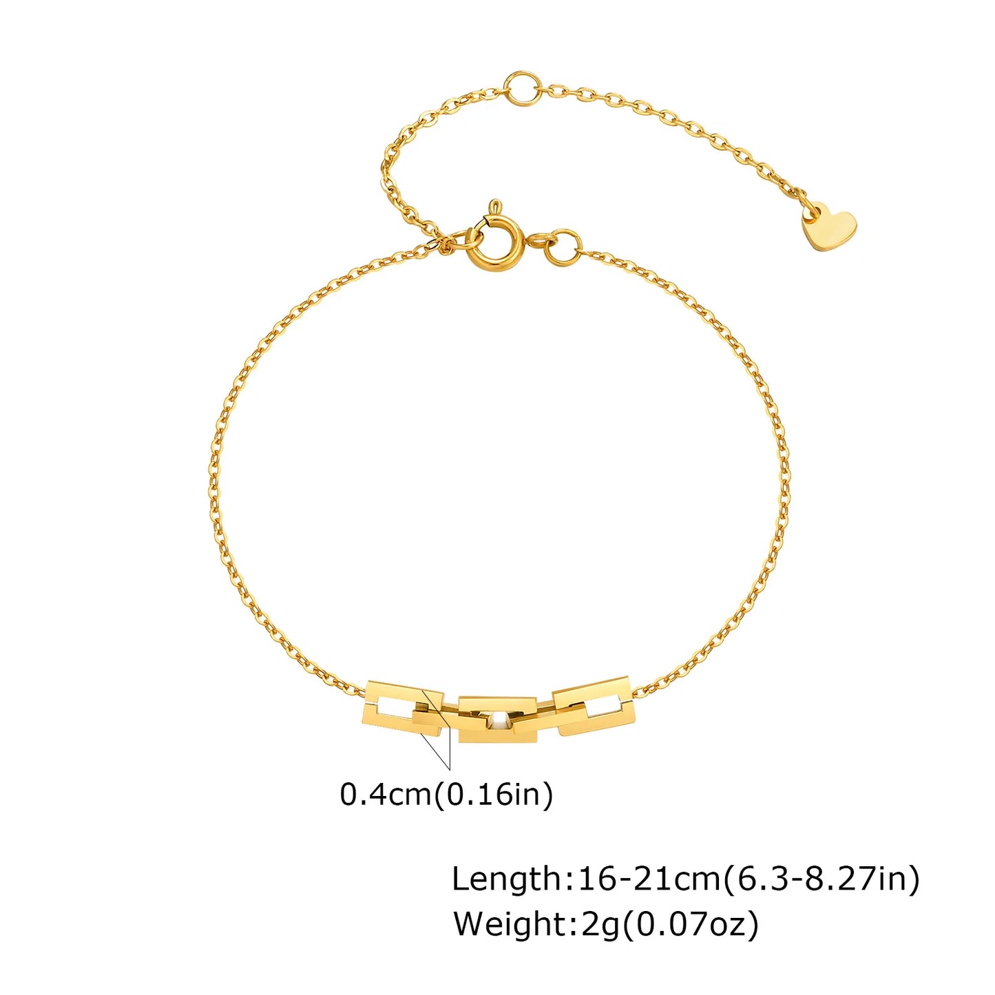 White Smoke Non Tarnish Stainless Steel Bracelet Gold Plated Stackable for Women, Thin Herringbone Chain Bracelet Waterproof Jewelry Gift