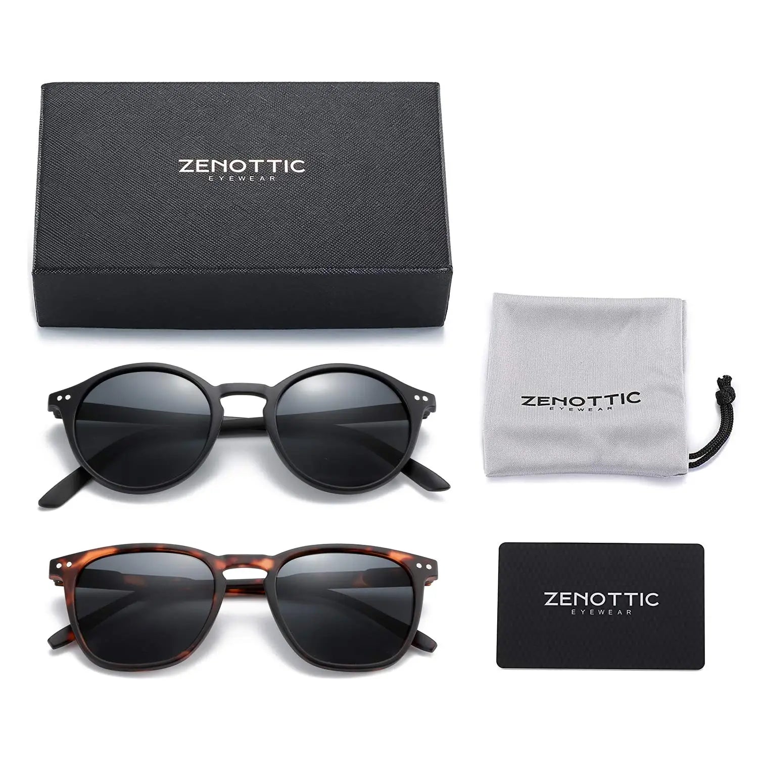 White Smoke ZENOTTIC Retro Small Round Polarized Sunglasses Men Women Lightweight Vintage UV400 Polarized Lenses Fashion Shades