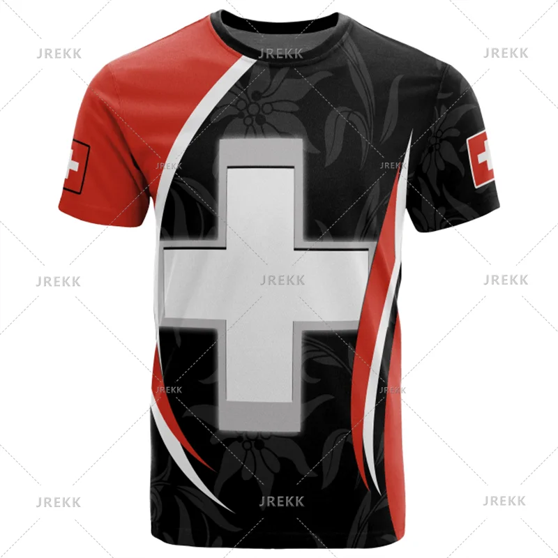 Outdoor Casual Sportswear Tshirts For Men Clothing Switzerland National Emblem Flag 3d Print Cool T-Shirt Gym Tops O Neck Tees streetwear fashion product image 21