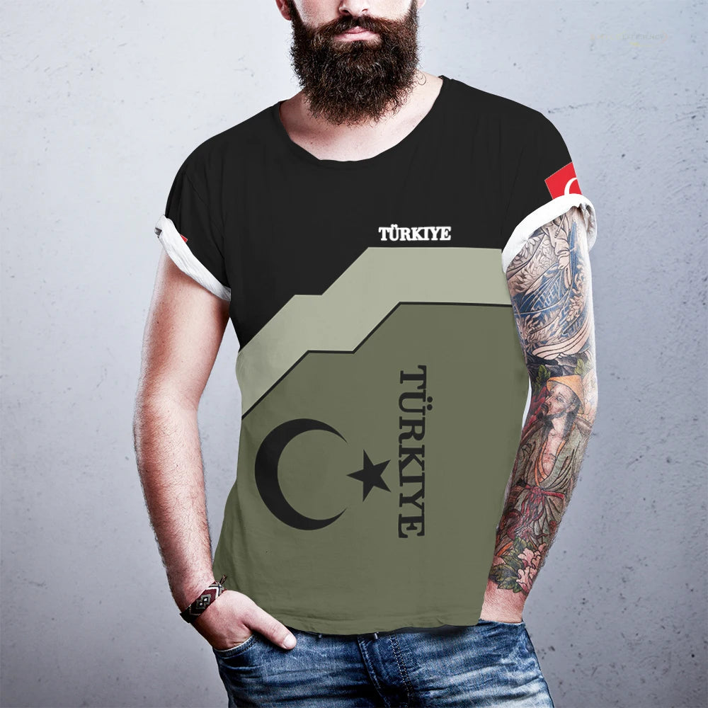 Turkish Flag Graphic T Shirts Military Camouflage Tops Outdoor Sports Football Short sleeves Printed Turkey Casual T-shirt streetwear fashion product image 3