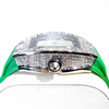 White Smoke 2025 Hot Selling Green Watch For Women Fashion Tonneau Quartz Clock Ladies Elegant Iced Diamond Jewelry Wrist Watch Girl Gift