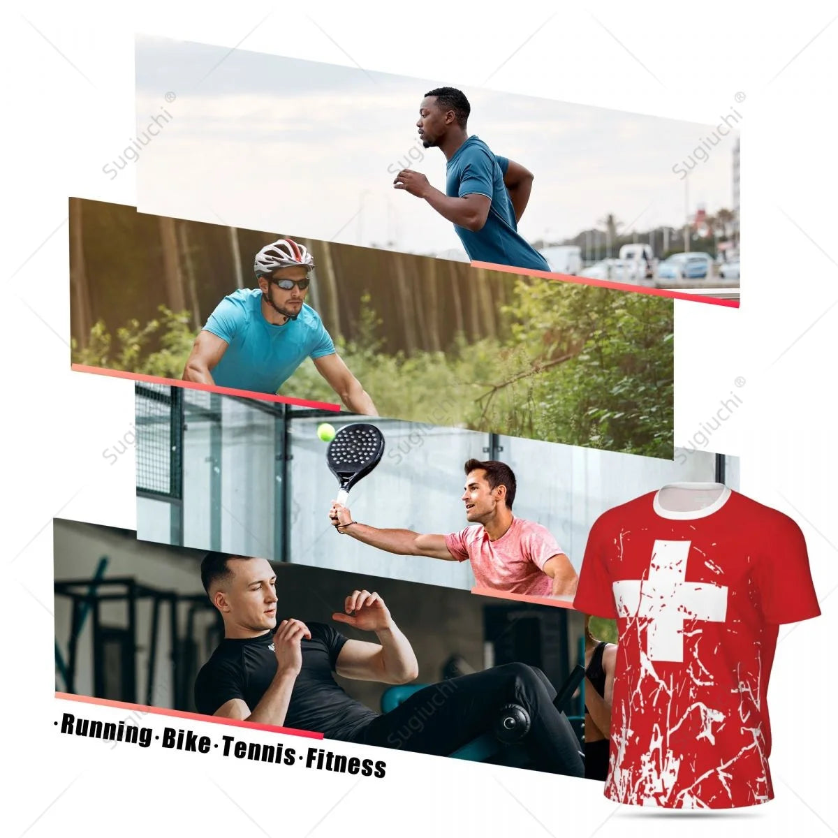 Exclusive design Switzerland Flag Grain 3D Printed Men For Running Bike Soccer Tennis Fitness Sports tshirt Mesh Short T-shirt streetwear fashion product image 6