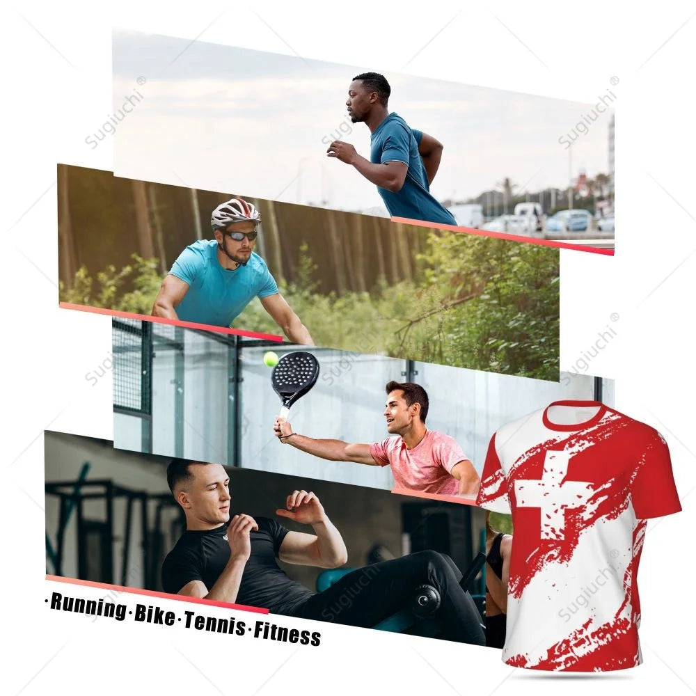Sports Mesh T-shirt Switzerland Swiss Flag For Running Bike Soccer Tennis Football Fitness Tees 3D Printed