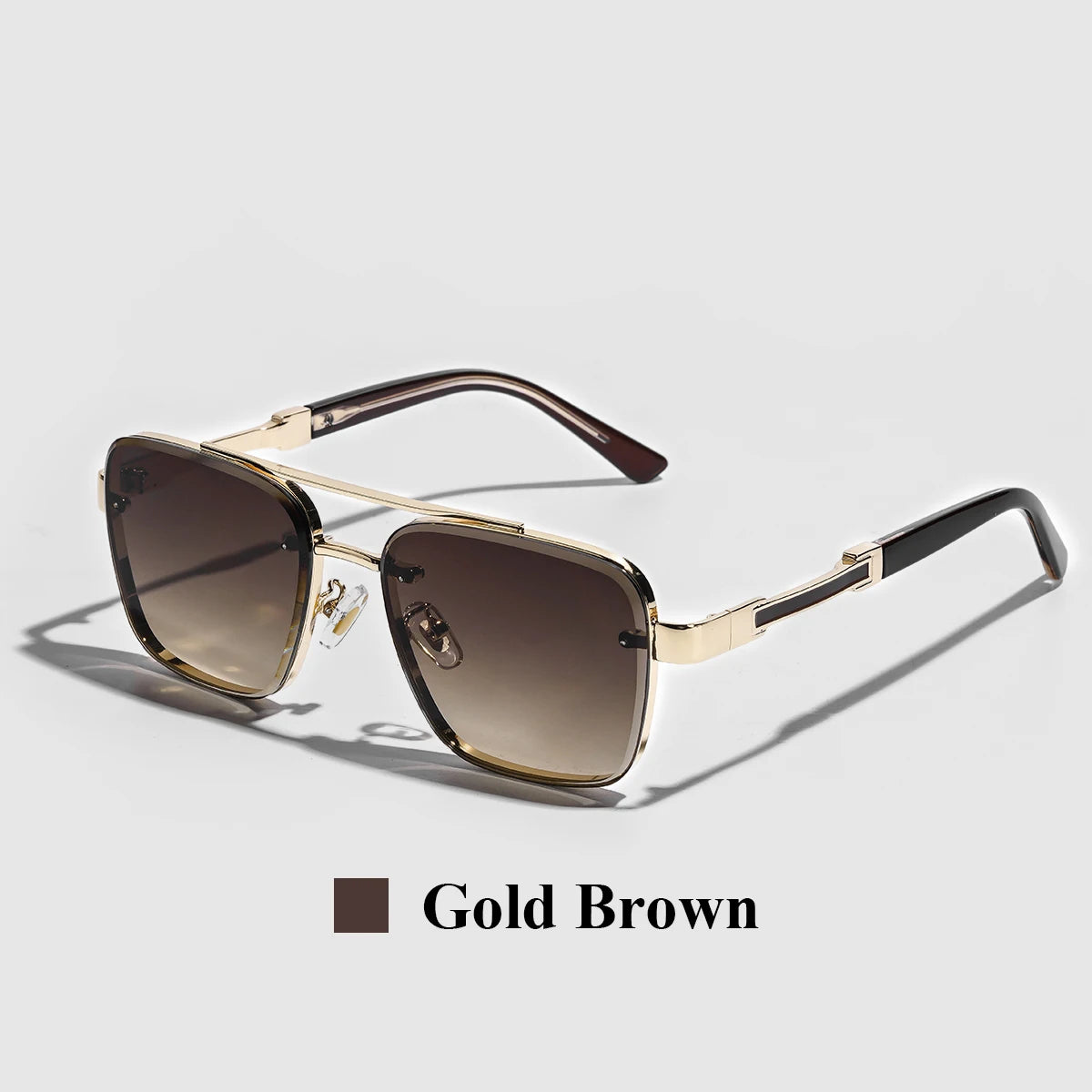 Lavender Ruiao Square Mens Designer Sunglasses Metal Frame Gradient Luxury Shades UV400 Rectangle Pilot Sun Glasses for Men