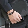 Dark Slate Gray Luxury Vintage Multilayer Brown Leather Stainless Steel  Men Bracelet Bead Bracelet Jewelry Male Wrist Bangle Christmas Gifts