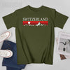 Unisex Men Swiss Alps And Red Sunset Switzerland Mountains Tshirt Tees O-neck T Shirts Women Boys 100% Cotton T-Shirt