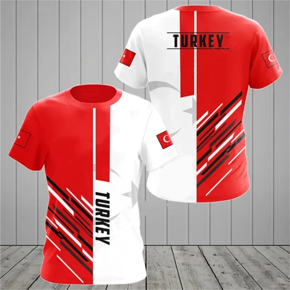Turkey National Team Jersey - Athletic Tee with Crescent Star & Flag Patches, Ideal for Sports Fans & Patriotic Streetwear