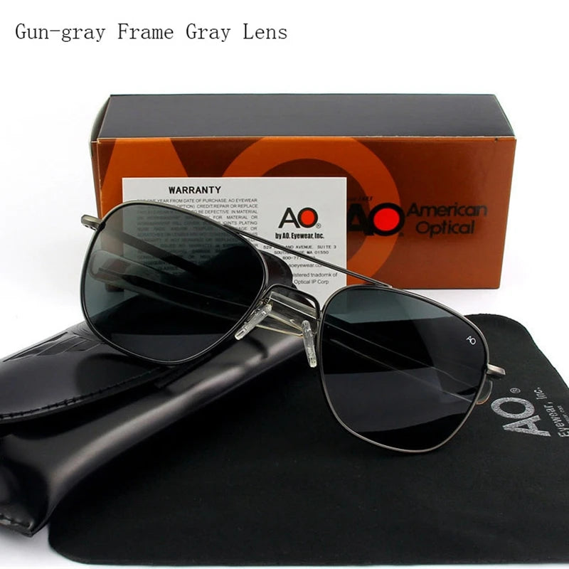 White Smoke Pilot AO Sunglasses Men Top Quality Brand Designer AGX Tempered Glass Lens Sun Glasses Male