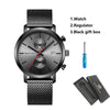 White Smoke HANNAH MARTIN Brand Top Men Watch Black Stainless Steel Fashion Waterproof Sports Multifunctional Quartz Watch Relogio Masculino