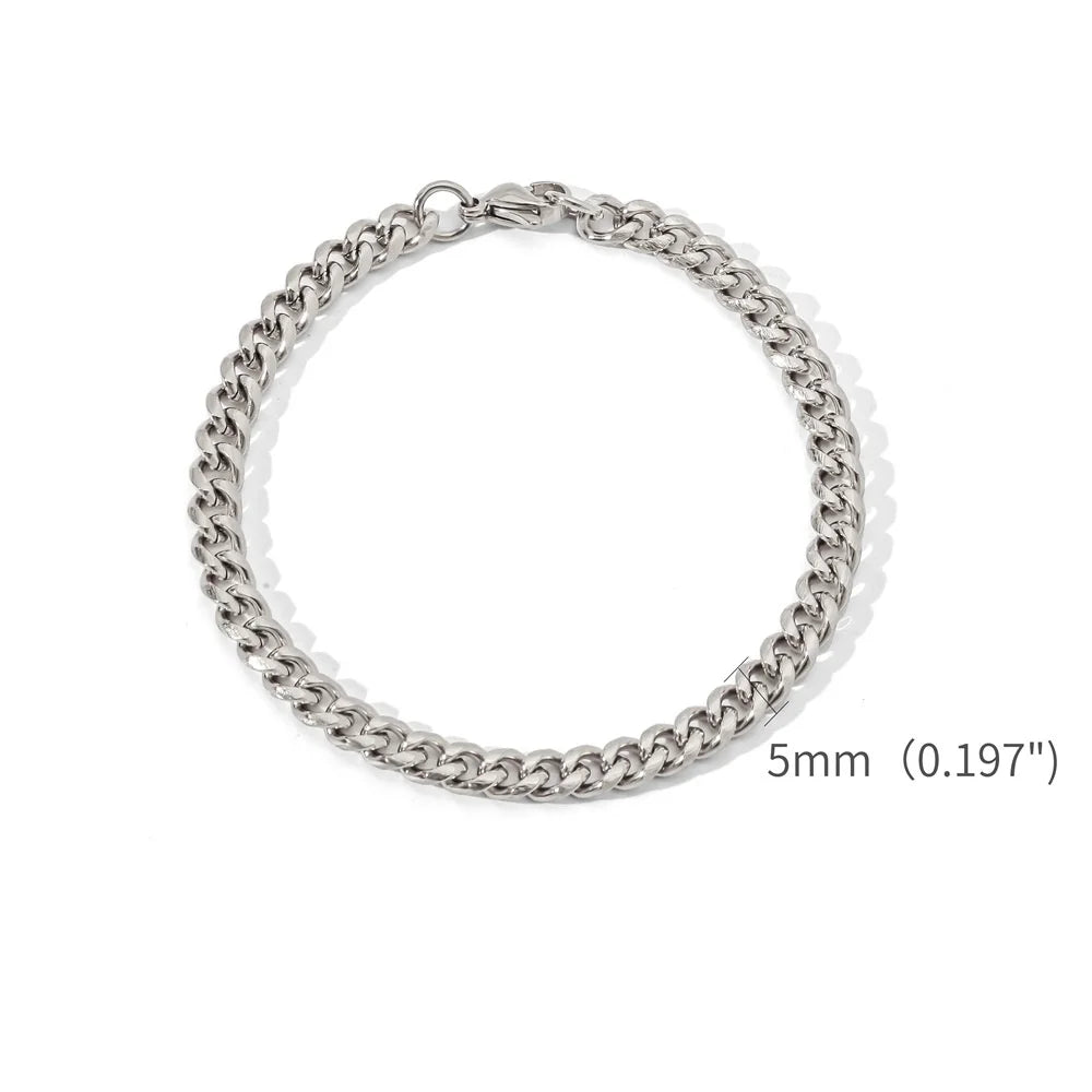White Smoke Gold Color Stainless Steel Cuban Chain Men's Bracelet Simple Retro Bracelet For Women Hip Hop Jewelry Trend Accessories Gift