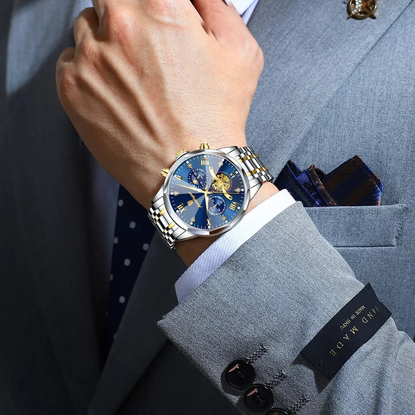 Black POEDAGAR Luxury Men Watch Top Original Waterproof Luminous Chronograph Man Wristwatch Stainless Steel Quartz Men's Watches Reloj
