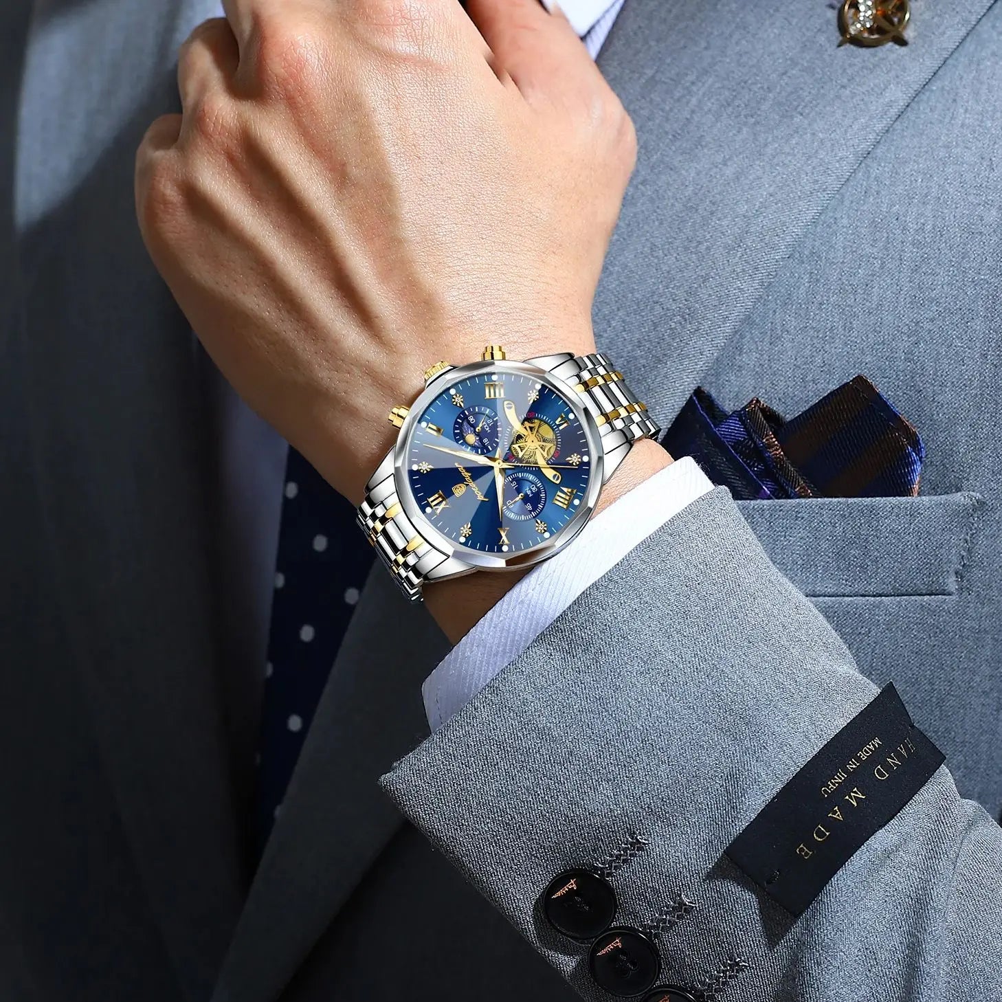 Black POEDAGAR Luxury Men Watch Top Original Waterproof Luminous Chronograph Man Wristwatch Stainless Steel Quartz Men's Watches Reloj