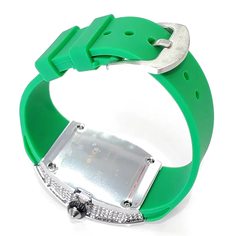 White Smoke 2025 Hot Selling Green Watch For Women Fashion Tonneau Quartz Clock Ladies Elegant Iced Diamond Jewelry Wrist Watch Girl Gift