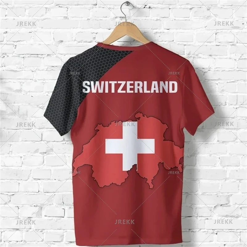 Outdoor Casual Sportswear Tshirts For Men Clothing Switzerland National Emblem Flag 3d Print Cool T-Shirt Gym Tops O Neck Tees streetwear fashion product image 18