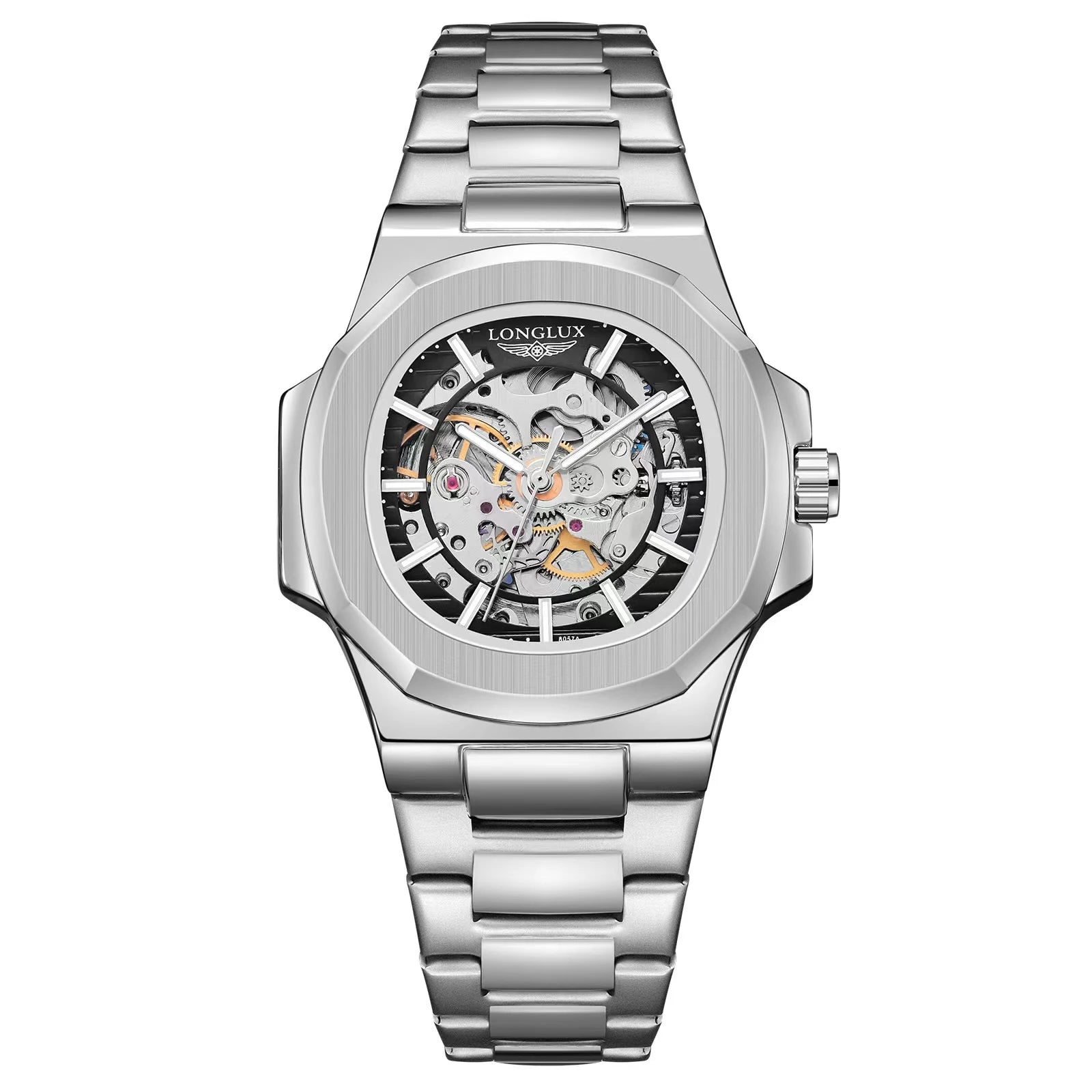 White Smoke LONGLUX Men automatic mechanical watch luxury watches waterproof skeleton business cheap wholesale stainless steel gift watch