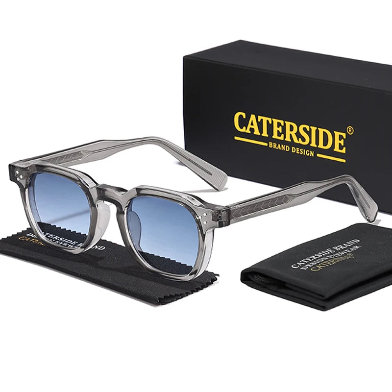 White Smoke CATERSIDE Fashion Men Sunglasses Small Frame Square Personalized Design Sun Glasses Women Travel Party Business Festival Gift