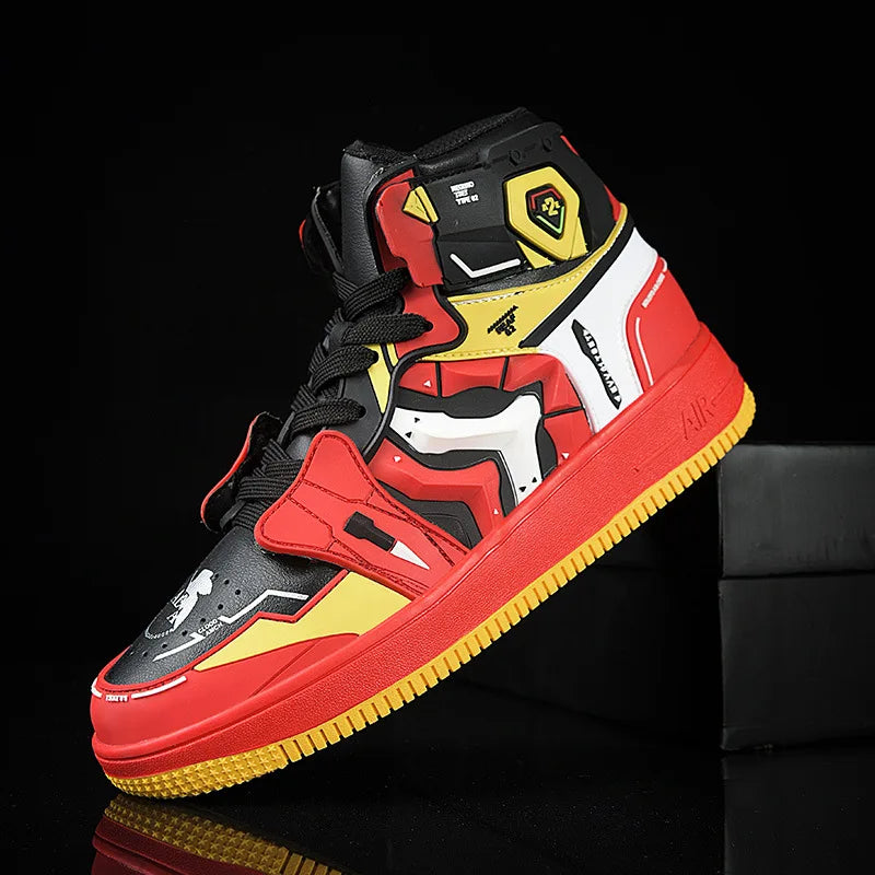 Futuristic High Top Sneakers – Streetwear Anime Style Shoes, Chunky Sole Statement Urban Trainers