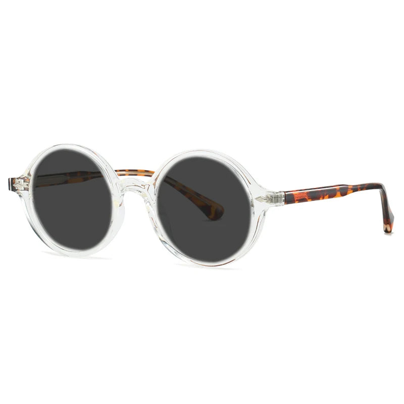 White Smoke Fashion TR90 Round Big Frame Myopia Optical Prescription Gray Sunglasses For Women Men Driving Fishing Retro Sunglasses 0 to-6.0