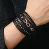 Black 6/4PCS 3Style PU Wodeen Braided Wrap Leather Bracelet for Men Vintage Life Wood Beads Fashion Male Armband