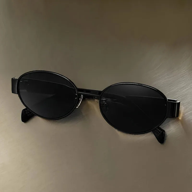 Dark Olive Green Retro Steampunk Sun Protection Sunglasses Vintage New Women's Metal Oval Sunglasses Ladies Classic UV400 Sunscreen Eyewear