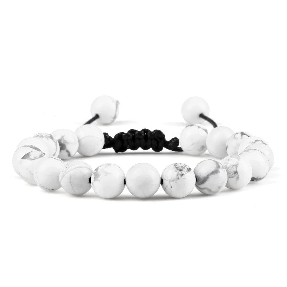 White Smoke 8mm Tiger Eye Stone Beads Bracelet Adjustable Braided Rope Bangles Natural Lava Rock Men Women Yoga Healing Balance Bracelets