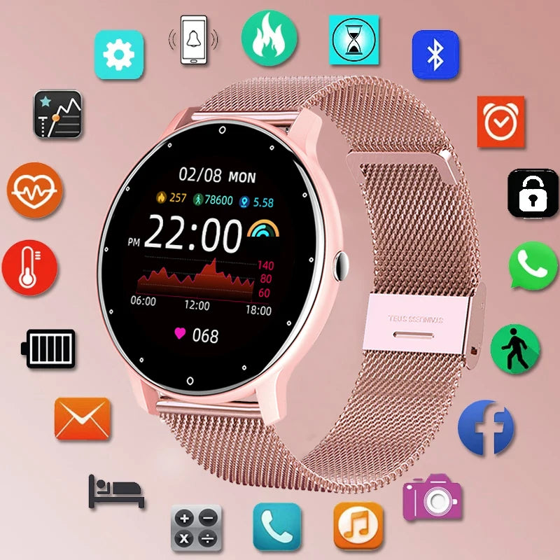 Black LIGE Waterproof Women Smart Band Watch Real-time Weather Forecast Men Watches Sports Ladies Smart Watch For Women Android IOS