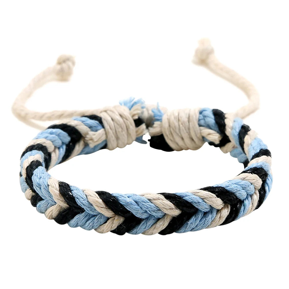 White Smoke DIY Handmade Braided Rope Bracelet Colorful Ethnic Weave Bangles Jewelry Gift