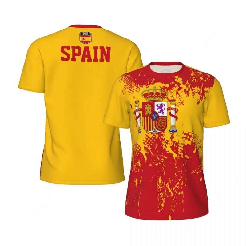 Spain Flag Football T Shirts For Men Fashion Summer National Emblem 3D Printed Jersey Casual Quick Dry Breathable Tees Tops streetwear fashion product image 6