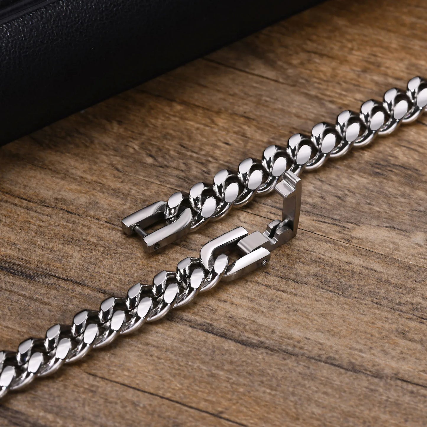 Dim Gray Vnox 6/8/10/12mm Cuban Chain Bracelets for Men Women, Solid Stainless Steel Curb Link Chain Wristband Jewelry