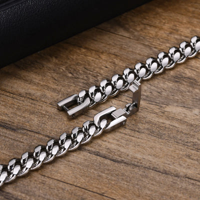 Dim Gray Vnox 6/8/10/12mm Cuban Chain Bracelets for Men Women, Solid Stainless Steel Curb Link Chain Wristband Jewelry