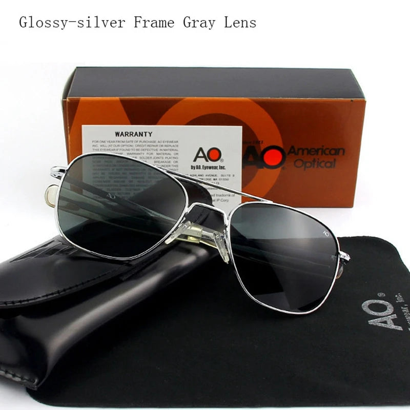 White Smoke Pilot AO Sunglasses Men Top Quality Brand Designer AGX Tempered Glass Lens Sun Glasses Male
