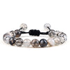 White Smoke 8mm Tiger Eye Stone Beads Bracelet Adjustable Braided Rope Bangles Natural Lava Rock Men Women Yoga Healing Balance Bracelets