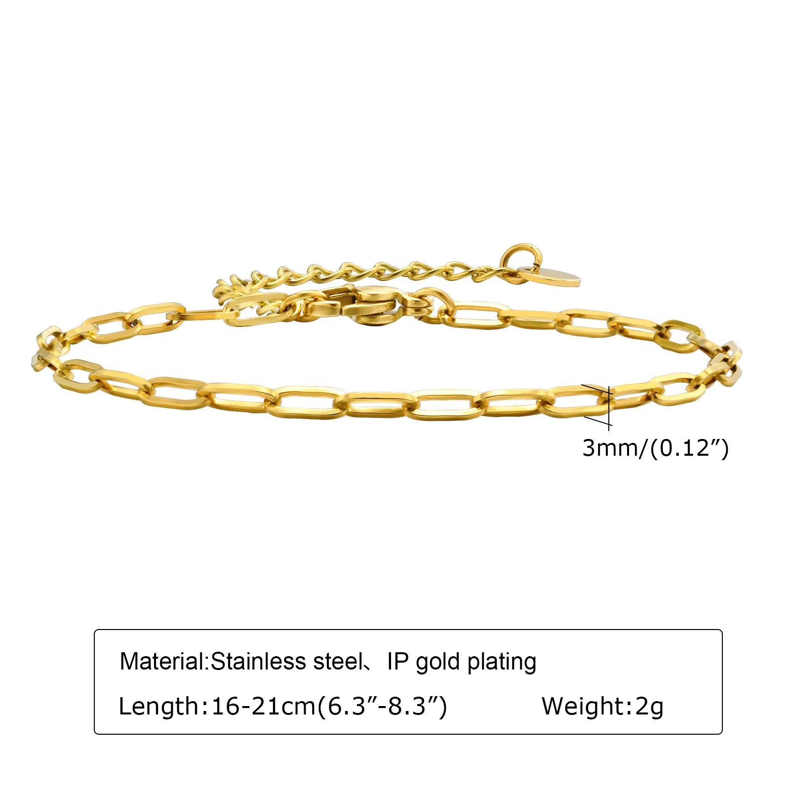 White Smoke Non Tarnish Stainless Steel Bracelet Gold Plated Stackable for Women, Thin Herringbone Chain Bracelet Waterproof Jewelry Gift
